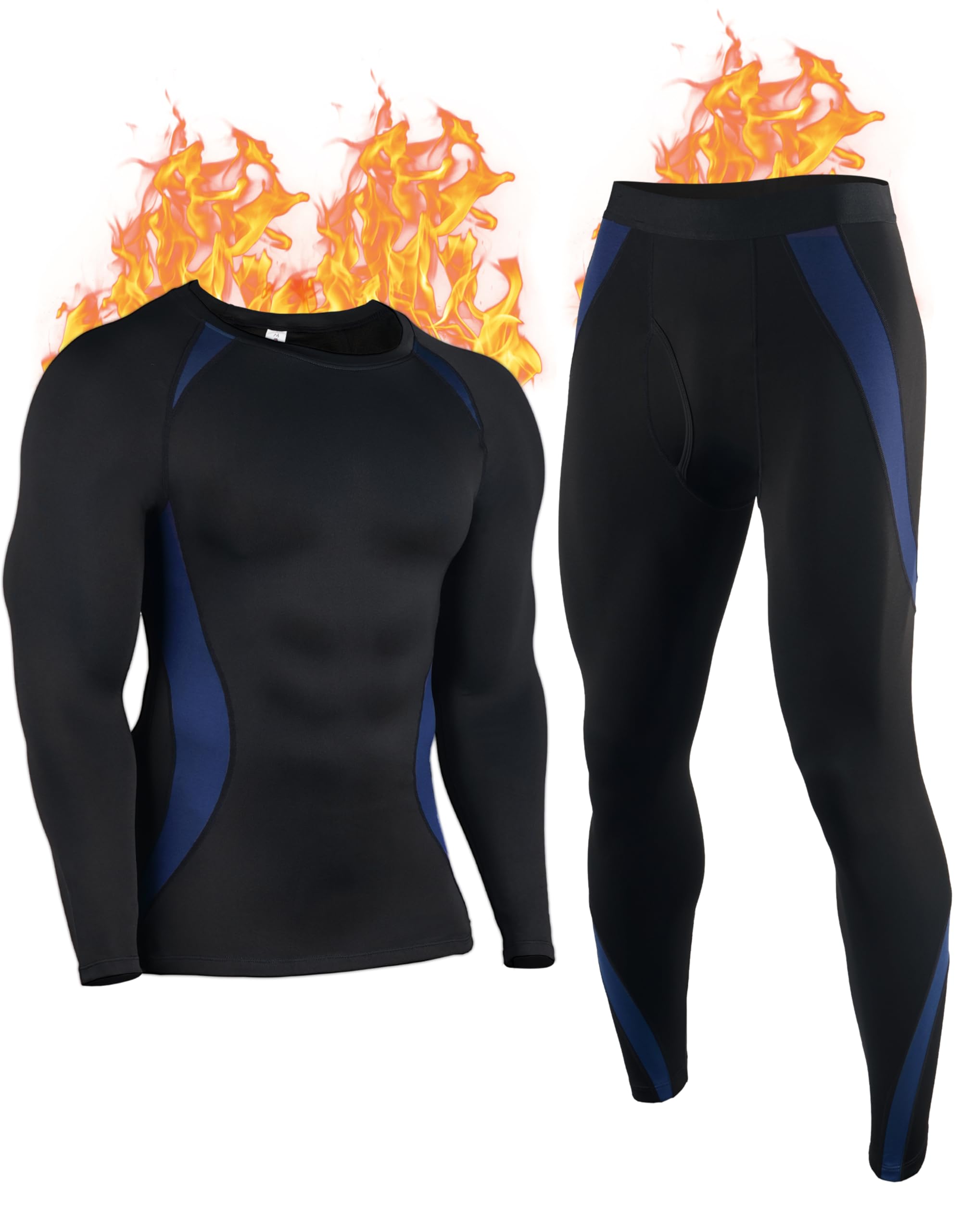 Thermounterwäsche Herren, Winter Skiunterwäsche mit Innenfleece, Funktionsunterwäsche mit Eingriff, Atmungsaktiv Thermo Unterwäsche(M-2XL) Blau L Angebot bei HelloDeals