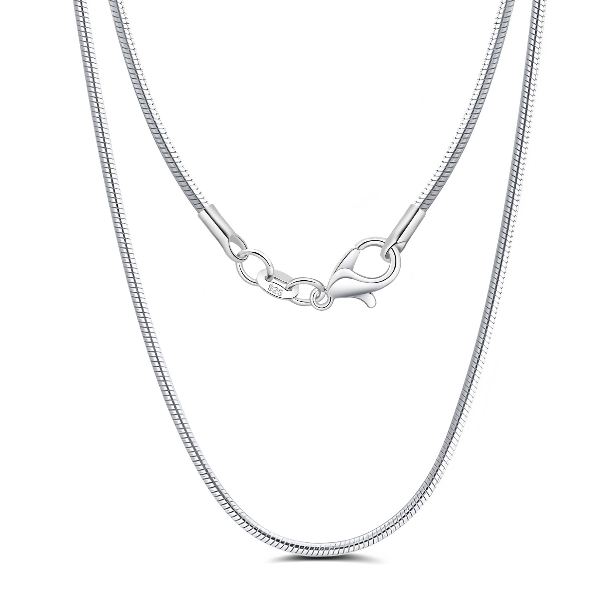 925 Silber Damen Halskette ohne Anhänger, Silberkette 40 45 50 55 60cm Silberschmuck 45.0 Zentimeter Runde Schlangenkette Angebot bei HelloDeals