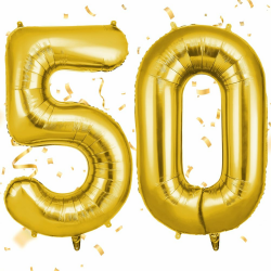 OFFCUP Zahlen Luftballon Gold, Folienballon Zahl 50, 40 Zoll Helium Ballons Geburtstagsdeko Mädchen Junge Kindergeburtstag Party Deko Ballon Zahl Deko zum Geburtstag Silvester Deko Neujahr Deko Gold 50/05 Angebot bei HelloDeals