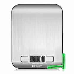 ETEKCITY Küchenwaage Digital - Edelstahl 304 - Lebensmittelgeeignete Waage Küche - Leicht zu Reinigen - Feinwaage mit Beleuchtetem LCD - Klare und gut Lesbare Kithchen Scale Premium-1g Angebot bei HelloDeals