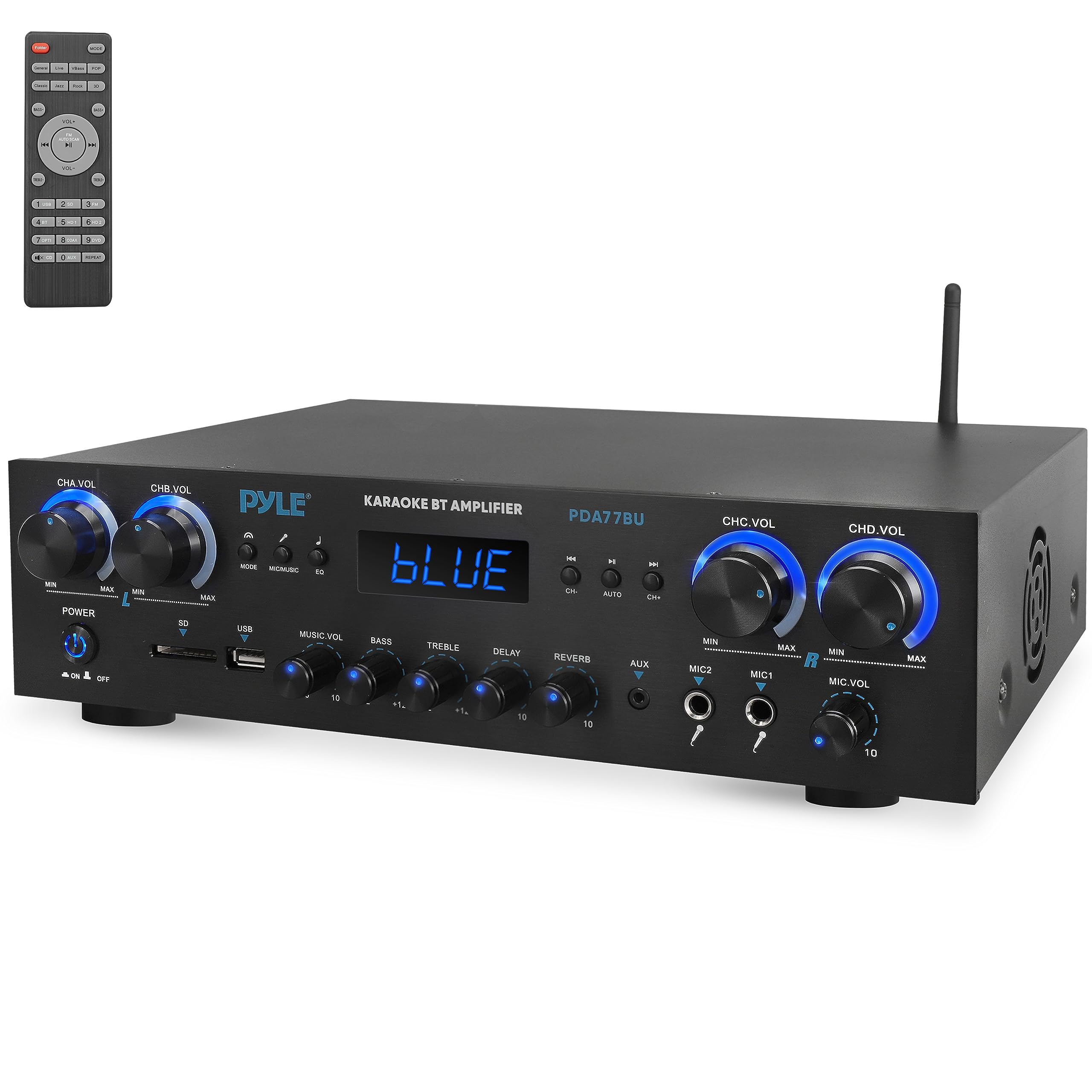 Pyle Amplifier, 800W Bluetooth Verstärker – 4-Kanal Mini Amp mit MP3, USB, AUX, SD, Mikrofon, FM, RCA, Reverb/Delay – Stereo für Heimkino, Studio & Theater Angebot bei HelloDeals
