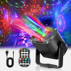 Discokugel,Musikgesteuert Discolicht Partylicht 60 Verschiedene Muster Strobe-Effekt Partylicht Mit Fernbedienung und 2M USB für Familie disco Party licht kinder Fest Klub Geburtstag Hochzeit Usb Schwarz Angebot bei HelloDeals