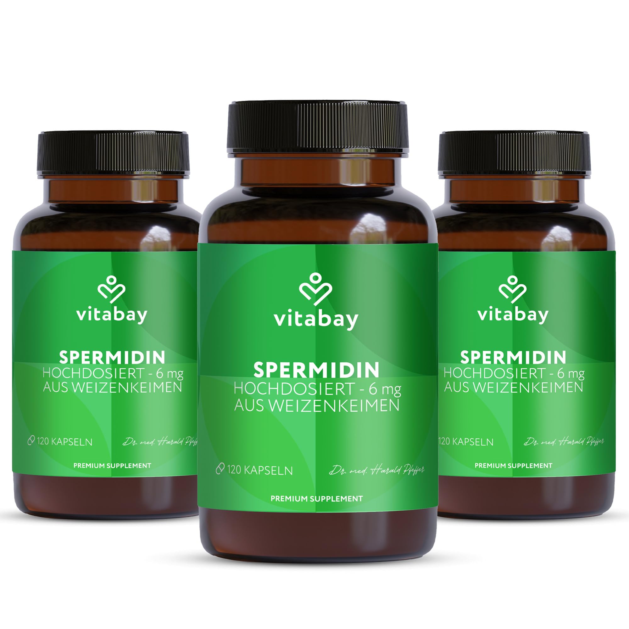 Vitabay Spermidin 6 mg Hochdosiert – 360 vegane Kapseln mit fermentiertem Weizenkeimextrakt – Natürlich hergestellt - Laborgeprüft in Deutschland & ohne Zusatzstoffe – Vorrat für 12 Monate 60 g (3er Pack) Angebot bei HelloDeals