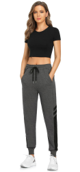 Jogginghose Damen Lang Sporthose Frauen Damenhose mit Gummizug Warme Freizeithose Relaxhose Trainingshose Sportbekleidung Yoga Hose Sweatpants mit Streifen für Sport Freizeit Schwarz Blau Grau 3XL Grau Angebot bei HelloDeals