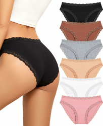 Sth Big Unterhosen Damen Baumwolle Spitze Baumwoll Unterwäsche Spitzen Unterwäsche Frauen Sexy Set Slip Damen Cotton Underwear Women Panties Hipsters Multipack 6 M Mehrfarbig-6pack Angebot bei HelloDeals