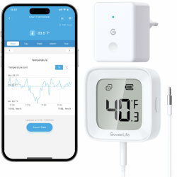 GoveeLife WLAN Kühlschrank Thermometer Digital mit Alarm, Kabellosem Funk Gefrierschrank Thermometer mit App, LCD-Display, 2 Jahre Datenexport, für Kühlschränke, Gefrierschränke, Aquarium Angebot bei HelloDeals