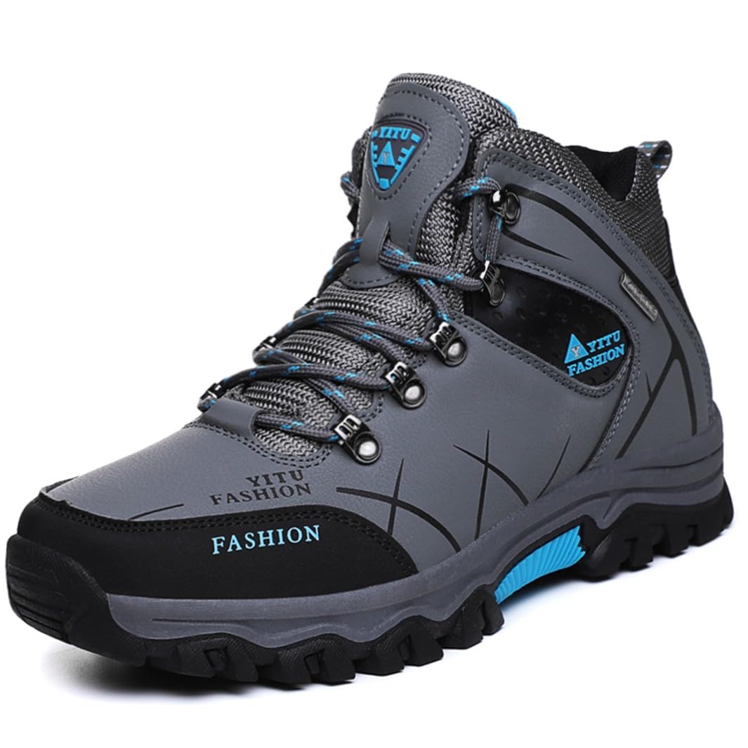 Littleplum Herren Wanderschuhe mit Warm Gefütter Atmungsaktiv Outdoor Trekkingschuhe Rutschfeste Hiking High Top Wanderstiefel Leichte Sportschuhe A Grau 44 EU Angebot bei HelloDeals
