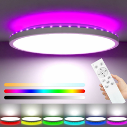 zemty LED Deckenleuchte Dimmbar 30CM, 24W 3200LM RGB Deckenlampe Farbwechsel, 3000K-6500K Badezimmer Lampe IP54 Wasserfest, Flach Badlampe Decke für Bad Kinderzimmer Schlafzimmer Wohnzimmer Weiß-rgb Hintergrundbeleuchtung 30CM 1 Stück Angebot bei HelloDeals