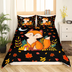 Fuchs Bettwäsche Set 135x200 für Jungen Mädchen Nette Tier Fuchs Bettbezug,Chic Natur Wildlife Fuchs Tröster Abdeckung Ahorn Blatt Druck Bettdecke Schöne Fuchs Dekor Bettwäsche Weiche Mikrofaser Multi 25 135*200+80*80*1 Angebot bei HelloDeals