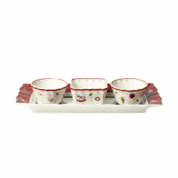 Villeroy & Boch - Toy's Delight Dip Set 4 Teilig, Servierplatte mit Schälchen, Dipschälchen Set Weihnachten, Tischdekoration Toys, Serviertablett, Schalen, Weihnachtsgeschirr, Premium Porzellan Dip Set 4-teiliges Set Weiß / Bunt Angebot bei HelloDeals
