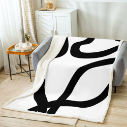Homemissing Weiß und Schwarz Decke 150x200cm Geometrie Moderne Wohndecke für Bett Sofa Couch Neutral Kunst Kuscheldecke Abstrakte Kunst Raumdekoration Mehrfarbig 48 150x200cm Angebot bei HelloDeals