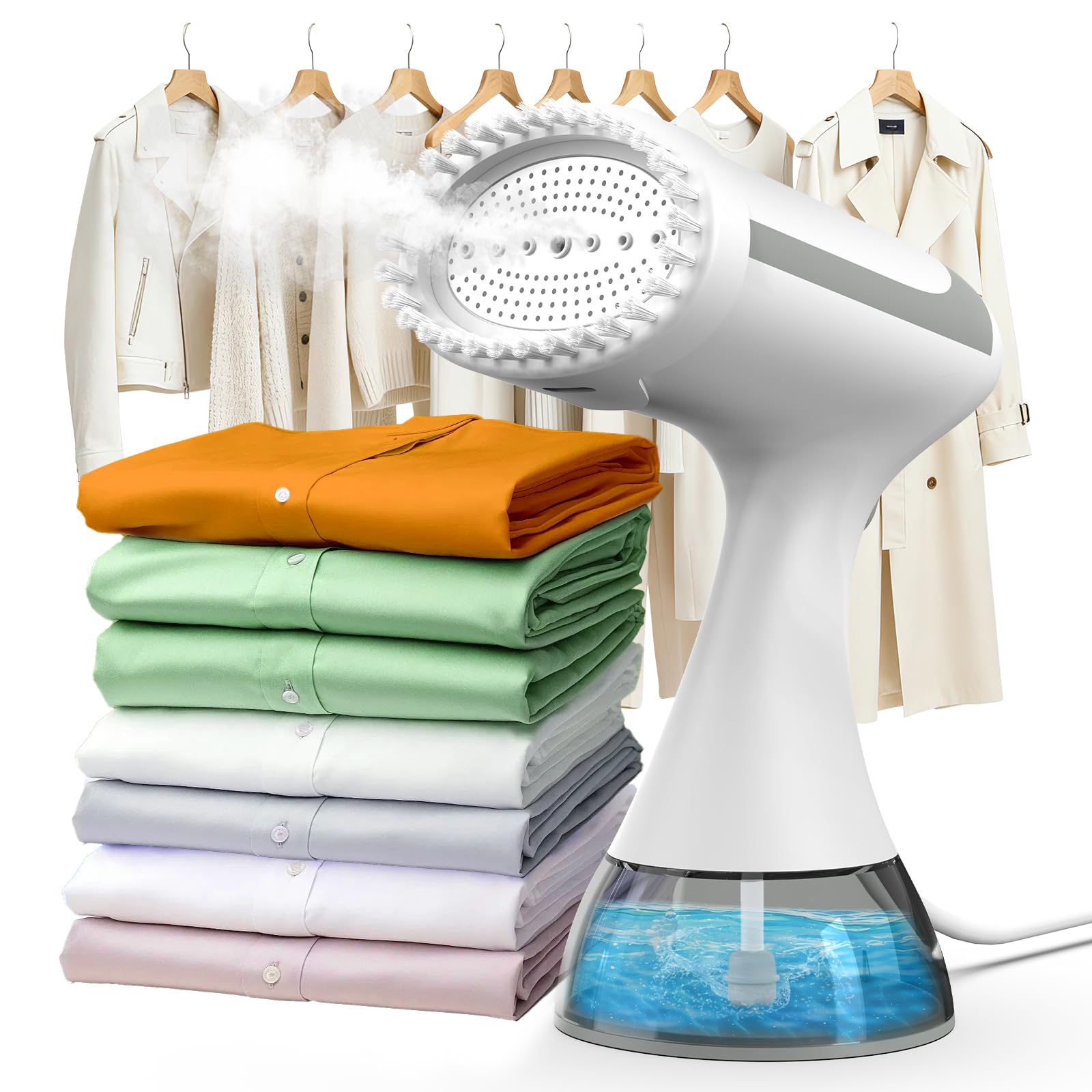 Steamer Dampfglätter Reise 10s Schnelles Aufheizen, 1500 W 25 g/min Tragbarer Dampfbügler Handgerät, Klein Leicht Clothes Steamer für Zuhause Büro, 300 ml Wassertank & Abschaltautomatik (Weiß) Angebot bei HelloDeals