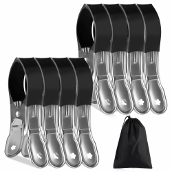 8 Stück Edelstahl Handtuchklammern, rutschfeste Strandtuch Klammern, Wäscheklammern mit Kordelzugtasche für die Tägliche Wäsche, Handtücher, Badetücher, Bettwäsche und Dicke Kleidung Angebot bei HelloDeals