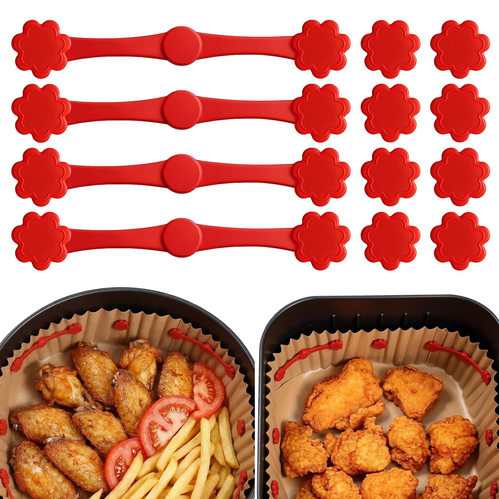 12 Stück Magnetische Silikonschnallen für Heißluftfritteusen, Hochtemperaturbeständige Hitzebeständige Sicherheitsschnalle Sichert Pergamenteinlagen, Silikon Magnete, Verhindert Verbrennen Angebot bei HelloDeals