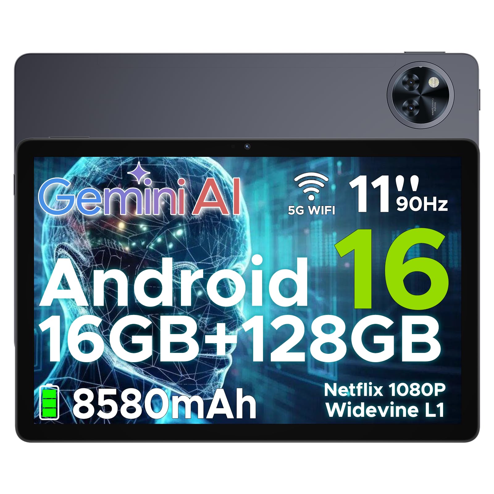 DOOGEE U11 Android 16 Tablet 11 Zoll Gemini AI 16GB RAM +128GB ROM (2TB TF) 8580mAh Gaming Tablet Unisoc T7200 Octa-Core 13MP+5MP Tablets PC 2.4G+5G WLAN GMS/ WidevineL1/ 3.5mm Audio/GPS/Face ID/OTG Grau(Android 16) Angebot bei HelloDeals