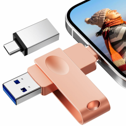【Keine APP】USB Stick lphone 256GB, Nanopell USB Stick für lphone Photostick Omni Verwendet, um Zusätzliche Telefon-Speicher zu Erweitern. Speicherstick für i0S/Android/PC. Mit separatem Typ C Adapter. 256GB Rosa Angebot bei HelloDeals