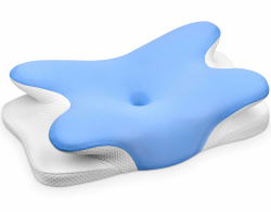 Memory Foam Kissen, Nackenstützkissen Ergonomisches Seitenschläferkissen Nackenkissen Kopfkissen für Seiten, Rücken & Bauchschläfer，69x37x9/12cm Blau Angebot bei HelloDeals