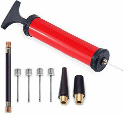 Ballpumpe Luftpumpe Handpumpe mit 4 Ball Nadeln 2 Düse und 1 Schlauch für Fußball Basketball Volleyball Rugby Wasserball Balloon Red Angebot bei HelloDeals