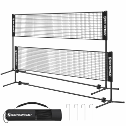 SONGMICS 300 cm/400 cm/500 cm Badmintonnetz, Volleyballnetz, höhenverstellbare Stangen, tragbares Set für Tennis, Beach-Volleyball, für Garten, Park, Outdoor 4 m Schwarz Angebot bei HelloDeals