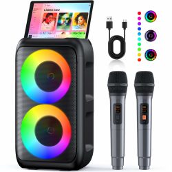 Karaoke Maschine (2026 Neueste Generation) | Karaoke Anlage mit 2 Mikrofone Bluetooth Lautsprecher | Unterstützt TV/Smartphone/iPad/TWS/AUX/USB/FM | Für Party, Geburtstag, Rede, PA-Endstufen Mehrfarbig Angebot bei HelloDeals