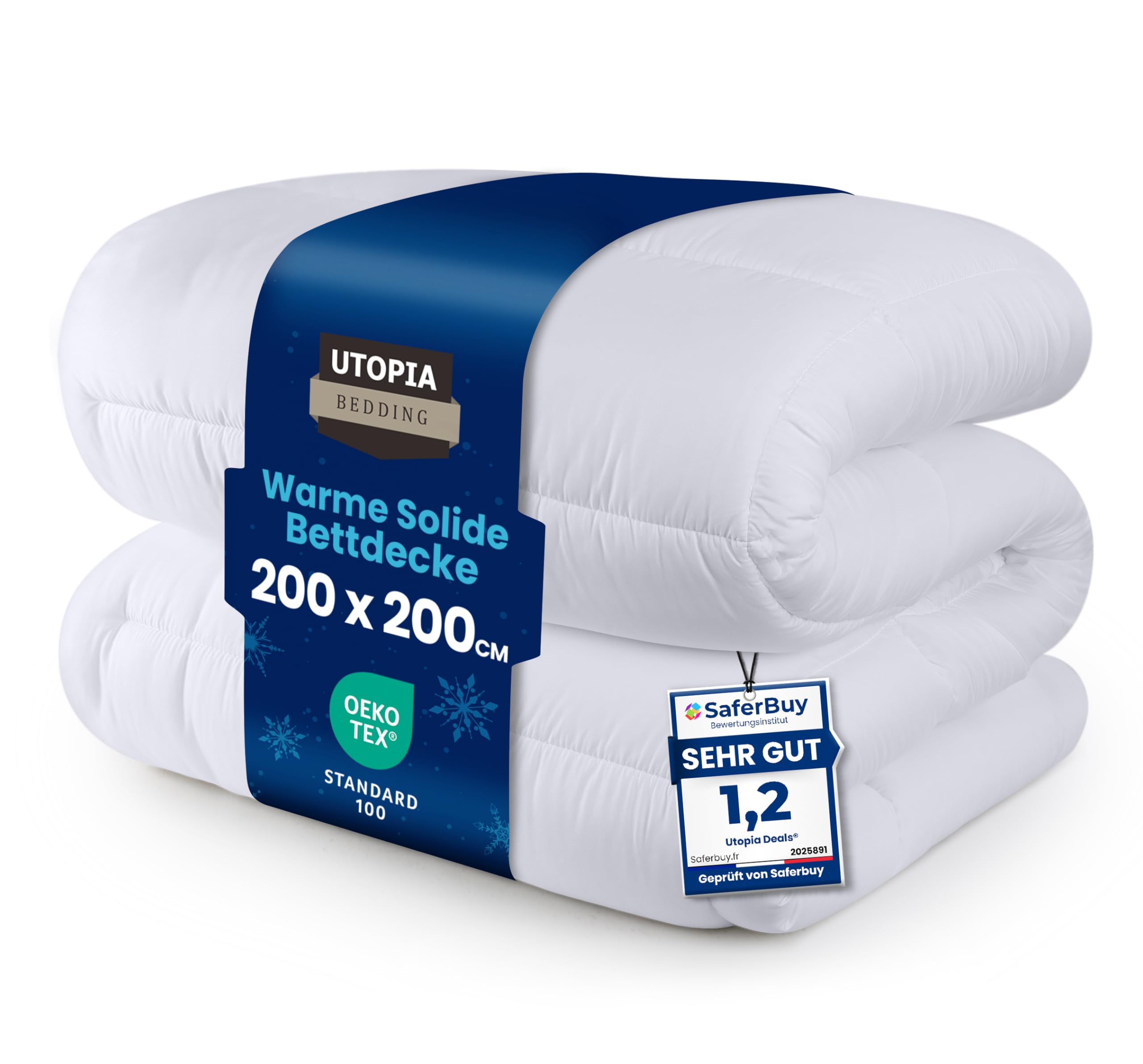 Utopia Bedding Bettdecke 200 x 200 cm, Ganzjahresdecke 370 GSM Füllung, atmungsaktive Schlafdecke, Steppdecke, Super Weiche Kuschelige (Weiß) Warme Bettdecke – 200x200 cm Weiß Angebot bei HelloDeals