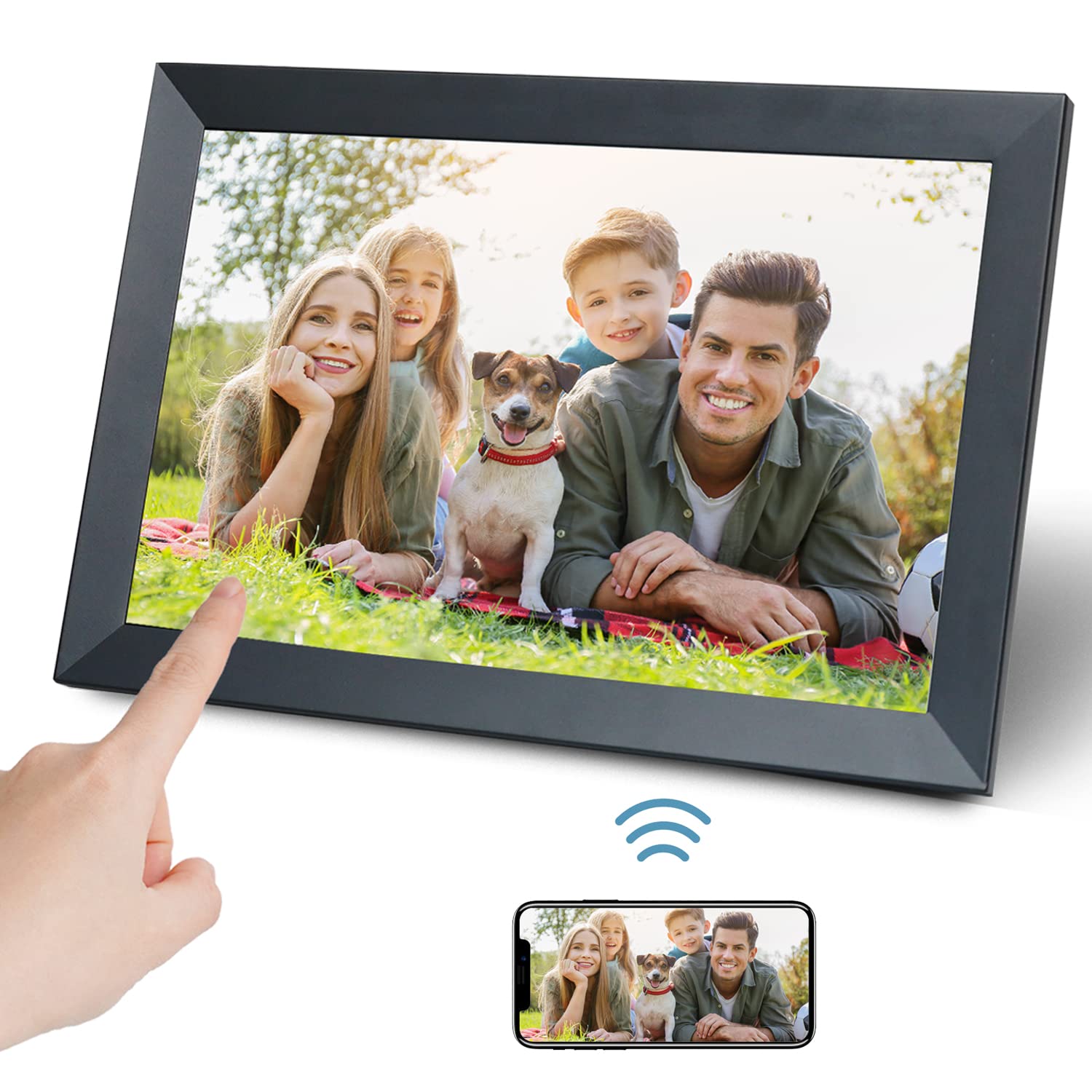 Digitaler Bilderrahmen WLAN 10.1 Zoll, HD IPS-Touchscreen Elektronischer Bilderrahmen mit 32 GB Speicher, Automatische Drehung, Teilen von Fotos oder Videos überall über Frameo App Schwarz,32GB 10.1'' Frameo Wlan Angebot bei HelloDeals