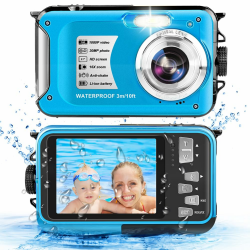 Unterwasserkamera wasserdichte Kamera 10FT 1080P Full HD 30MP Unterwasserkamera 16X Digitalzoom mit Einer 32GB Karte Anti Shake Digitalkamera Blau UP012BU Angebot bei HelloDeals