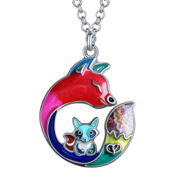 NEWEI Emaille Fuchs Halskette Adorable Fuchs Geschenke Schmuck Für Damen Mädchen Verstellbare Kette Anhänger Glückssymbol Mehrfarbig Angebot bei HelloDeals