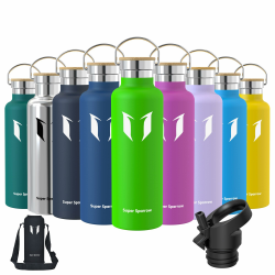 Super Sparrow Trinkflasche Edelstahl - 350ml/500ml/620ml/750ml/1L - Auslaufsicher Thermoskanne, BPA-Frei Wasserflasche - Thermosflasche Kinder für Sprudel, Sport, Schule, Fitness - Mit 2 Deckeln 750 ml Apfelgrün Angebot bei HelloDeals