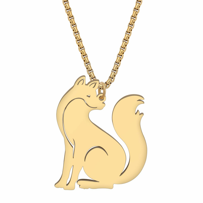 Langer Schwanz Fuchs Halskette Anhänger Kette Edelstahl 18K Gold Halskette Fuchs Geschenke für Frauen Mädchen Charms Trendy Schmuck Vergoldet C Angebot bei HelloDeals