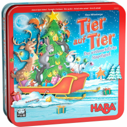 HABA 305525 - Tier auf Tier – Das weihnachtliche Stapelspiel, Geschicklichkeitsspiel für 2-4 Spieler ab 4 Jahren, das beliebte HABA Spiel mit weihnachtlichen Motiven Angebot bei HelloDeals