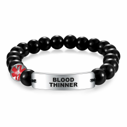 Medizinisches ID Armband Edelstahl Bend Brand ID für Männer Frauen Obsidian medizinische Warnwarnung Perlen Armband Personalisierte maßgeschneiderte Schmuck Geschenk Blutverdünner Angebot bei HelloDeals