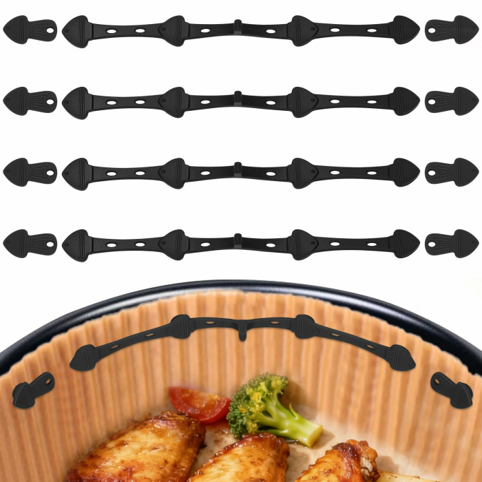 VINATO 12 Stück Silikon Magnete für Airfryer Backpapier, Airfryer Magnete für Backpapier, Heißluftfritteuse Magnetische Befestigungsschnalle zum Kochen und Backen in Heißluftfritteuse (Schwarz) Angebot bei HelloDeals