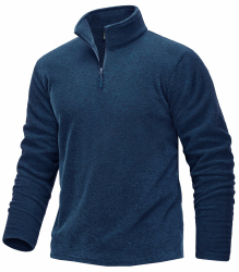 TACVASEN Herren Fleece Pullover Sweatshirt 1/2 Zip Trainingsshirt Gym Jogging Top Atmungsaktiv Shirt mit Stehkragen XL Dunkelblau Angebot bei HelloDeals