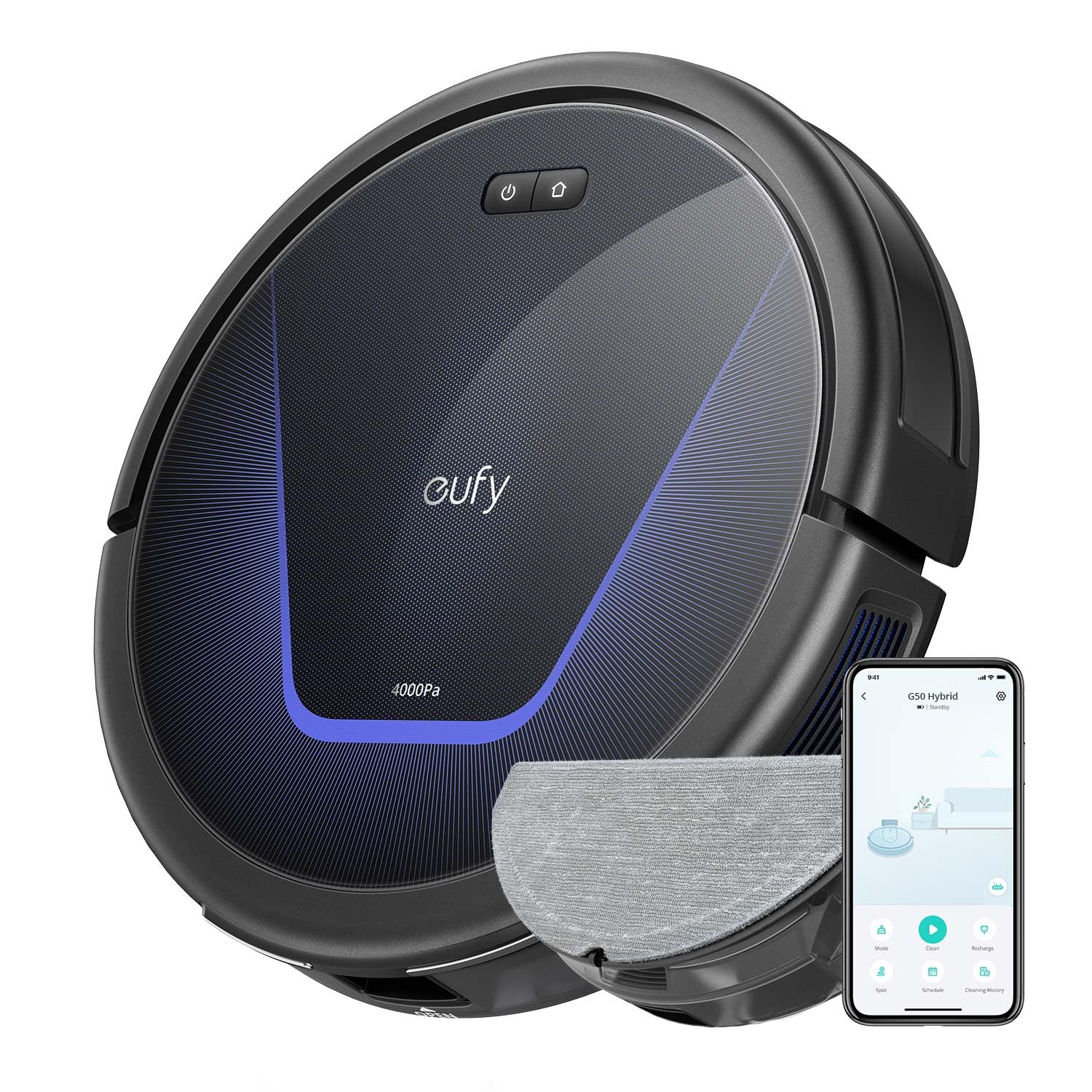 eufy G50 Hybrid Saugroboter mit Wischfunktion & 4.000Pa Starker Saugkraft, Dynamische Navigation, Pro-Entwirrkamm, Wischpad für Leichte Oberflächenreinigung, Ideal für Tierhaare & Hartböden Angebot bei HelloDeals