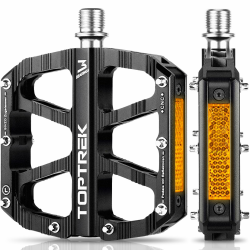toptrek Fahrradpedale mit StVZO Zugelassen Reflektoren, CNC Aluminium Pedale Fahrrad MTB Pedale rutschfest mit 3 Abgedichtete Lager für Mountainbike, BMX, E-Bike, Rennrad Schwarz Angebot bei HelloDeals