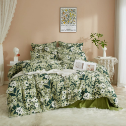 Bettwäsche 135x200cm Grün Weiß Blätter Blumen Muster Bettbezug Set 2 Teilig Sommer Bettwäsche Set Renforce Einzelbett Mädchen Bettbezug mit Reißverschluss + 1 Kissenbezug 80x80 cm Sg 135x200 cm 80x80 cm Angebot bei HelloDeals