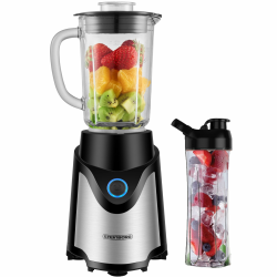 Steinborg® Standmixer mit To-Go Becher Mixer Smoothie Maker 500 Watt 600 ml Glaskrug + 570 ml To-Go Trinkflasche auslaufsicherer Schraubdeckel BPA-Frei Blender Zerkleinerer 6-Fach Edelstahl Messer Angebot bei HelloDeals