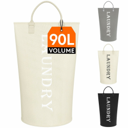 Lifewit Wäschekorb 90 L, großer Wäschekorb, faltbare Wäschesäcke mit Softgriff, Wäschesortierbox für Wohnung, Wohnheim und Wohnwagen, weiß 90L Weiß Angebot bei HelloDeals