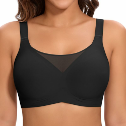 BH Damen ohne Bügel Große Brüste Starker Halt Bügelloser Push Up Seitenträger BH Nahtloser Bequem Klassische Soft T Shirt Bra Gepolstert Mesh Bralette Flacher V Schwarz M Angebot bei HelloDeals