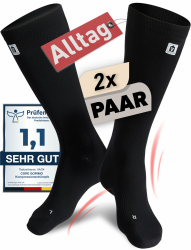 2 Paar - Kompressionsstrümpfe Herren & Damen - Atmungsaktiv - Stützstrümpfe & Kompressionssocken für stehende Berufe, Flug und Sport 35-38 Schwarz Angebot bei HelloDeals