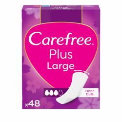 Carefree Slipeinlage Plus Large ohne Duft 48 Stk. super saugstarke Slipeinlagen um Flüssigkeiten sofort einzuschließen, bis zu 100Prozent Geruchsneutralisierung Angebot bei HelloDeals