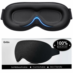 Gritin 3D Schlafmaske für Seitenschläfer, Upgrade Atmungsaktive Schlafbrille mit Verstellbar Gummiband, Lichtblockierend, Bequem & Ergonomisch Augenmaske für Männer und Frauen, 2 Paar Ohrstöpseln Schwarz Angebot bei HelloDeals