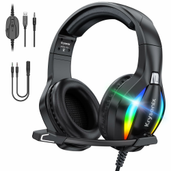PG1 RGB Gaming Headset für PS4, PS5, PC, Xbox,Switch, Kabel Gaming Kopfhörer mit LED Licht, Over Ear Computer Headset mit Noise Cancelling Mikrofon und 3,5 mm Klinke,Tief schwarz Angebot bei HelloDeals