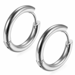 Flongo 18mm-24mm Edelstahl Ohrstecker Reifen Huggie Ohrringe Ohrschmuck Klapp Creolen Silber O-Ring Poliert Polished Einzigartig Herren, Damen Angebot bei HelloDeals