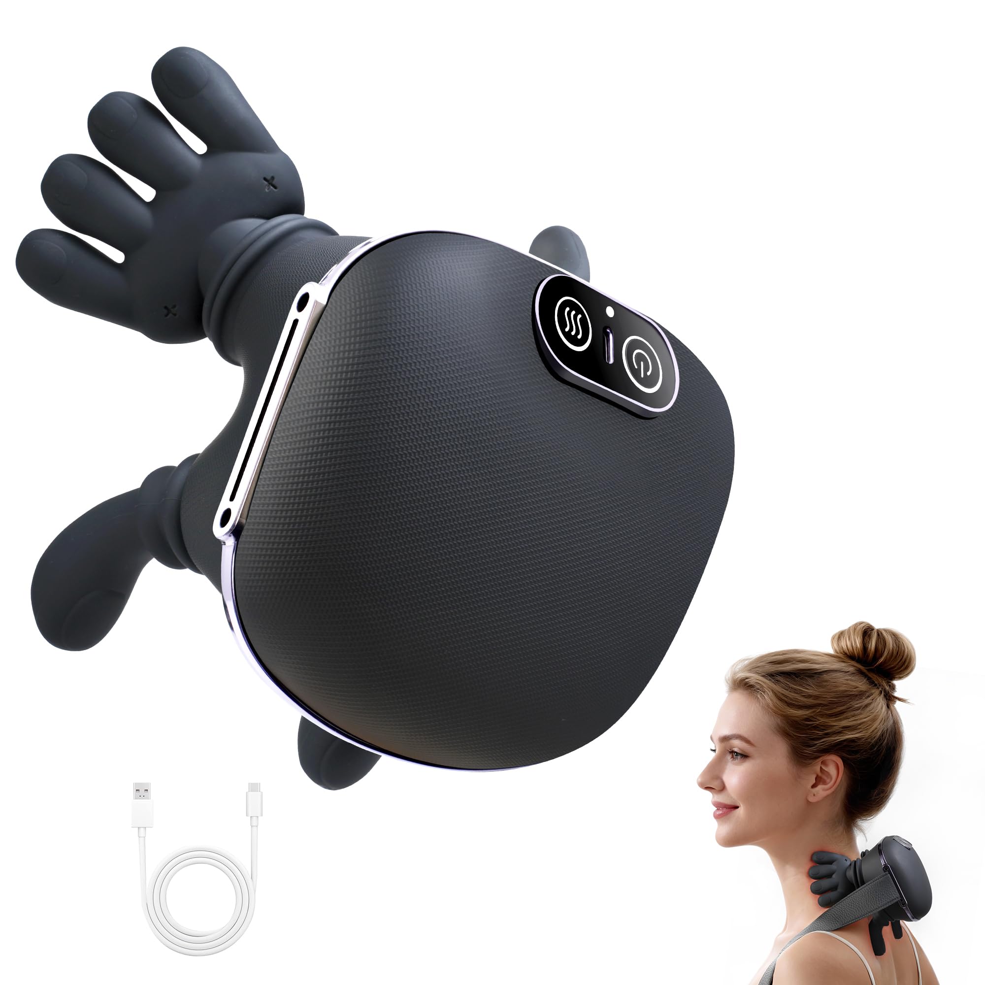 4D Elektrische Nackenmassagegerät mit Wärme Kabello - yorraka 3 Massagemodi und 2 Wärmestufen Shiatsu Massagegerät Nacken Schulter - Tragbare Nackenmassage Geräte für Zuhause, Büro, Reisen (Schwarz) Angebot bei HelloDeals