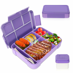 Brotdose Kinder mit Fächern,1330 ml auslaufsichere Lunchbox, geeignet für Schule,Picknick,Reise-Lunchbox,geeignet für Erwachsene, Mädchen & Jungen, mikrowellen-/spülmaschinenfest (Lila) Angebot bei HelloDeals