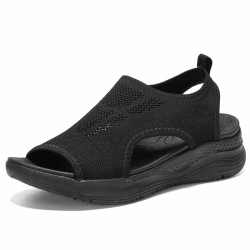 Ziitop Damen Sommer Sandalen - Bequeme Orthopädische Slingback Slides Mit Weichem Fußbett - Waschbare Outdoor Wassersandalen - Casual Strick Plateau Sandalen 39 EU Schwarz Angebot bei HelloDeals