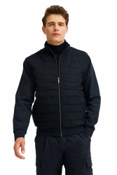 bugatti Herren Sweatjacke 8700-85072D Regular Fit, Quersteppung, Reißverschluss, Stehkragen, Baumwoll-Elasthan-Mix XL 390-marine Angebot bei HelloDeals