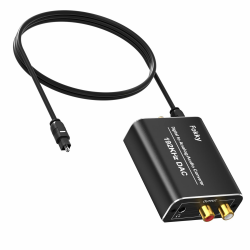 DA Wandler, Fokky 192kHz DAC Digital zu Analog Audio Konverter, SPDIF Koaxial Toslink zu Analog Stereo, Analog Stereo 3,5 mm Audio,1M optischem Kabel unterstützt HDTV DVD Blu-ray Sky Spielekonsole Schwarz, mit optischem Kabel Angebot bei HelloDeals